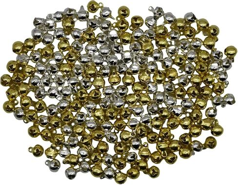 200 قطعة من أجراس عيد الميلاد الصغيرة الحلي الصغيرة 0.23 بوصة 6 مم سبيكة ذهبية فضية اللون DIY لنتائج الزفاف والحرف اليدوية والزينة in Kuwait