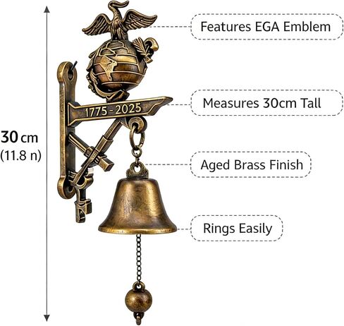 US Marine Corps 250th Anniversary Commemorative Doorbell - Decorative Hanging Bell Gift for Veterans, Perfect for Valentine's Day, Mother's Day & Father's Day in Saudi Arabia