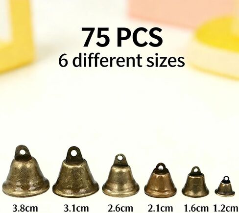 75 Pieces Mini Craft Bells, Vintage Brass Jingle Bells, Small Bells for Crafts Witch Bells for Christmas Wedding DIY Decoration in Saudi Arabia