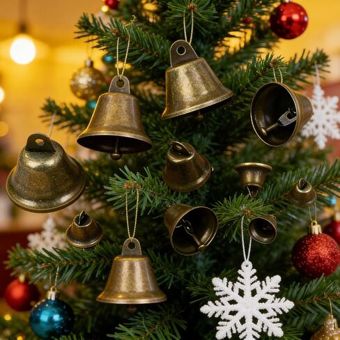 75 Pieces Mini Craft Bells, Vintage Brass Jingle Bells, Small Bells for Crafts Witch Bells for Christmas Wedding DIY Decoration in Saudi Arabia