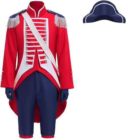 Men's British Redcoat Costume Historical War Outfit King George Colonial Pirate Jacket Set in Saudi Arabia