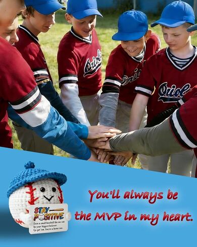 Raissily Positive Crochet Baseball, Handmade Emotional Inspirational Support Gift for Men Women Son Daughter Friends Teenage Boys Teammate Hat Baseball Easter Birthday Gifts in Saudi Arabia