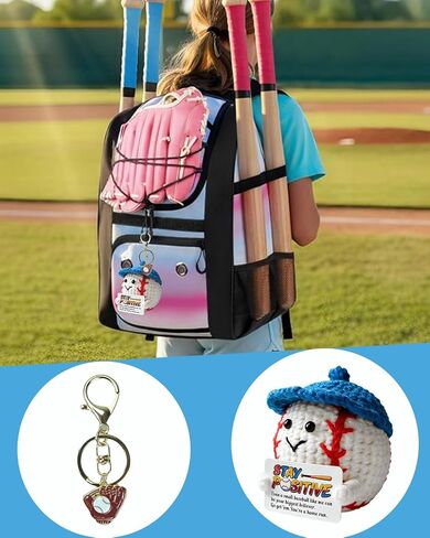 Raissily Positive Crochet Baseball, Handmade Emotional Inspirational Support Gift for Men Women Son Daughter Friends Teenage Boys Teammate Hat Baseball Easter Birthday Gifts in Saudi Arabia