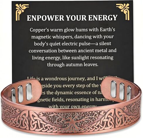 MagEnergy Copper Bracelet for Men, 18X Strength Magnetic Bracelet with 3800 Gauss Magnets, 99.99% Pure Solid Copper, Men's Jewelry Gift (Copper-Celtic Knot) in Kuwait