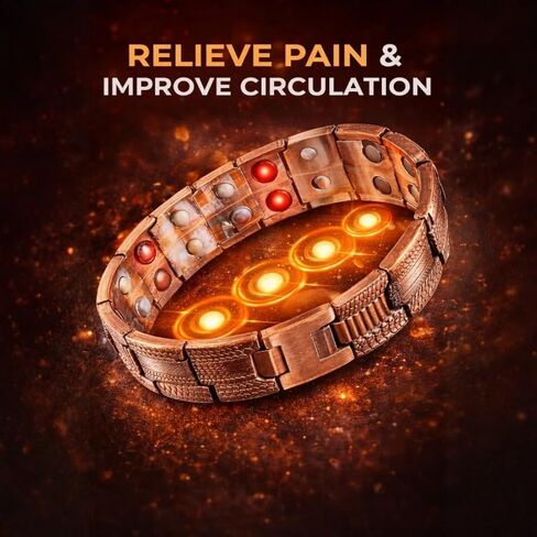 Men's Copper Bracelet,3X Strength 99.99% Pure Copper Magnetic Bracelets with Magnets,Adjustable Length in Saudi Arabia