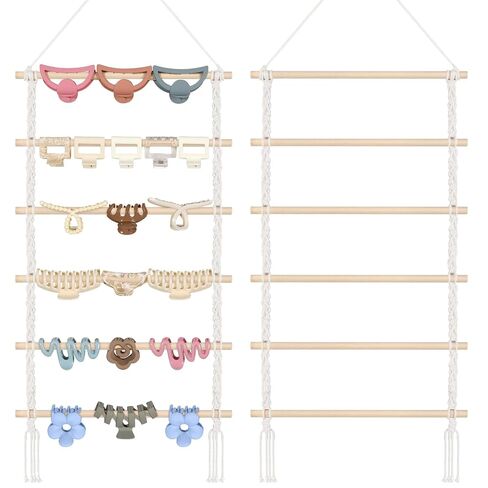 SNOWSTAR Macrame Hair Claw Clip Organizer,Hanging Hair Clip Holder and Storage for Women Girls,Claw Clip Hanger Home Decor for Wall,Door,Closet in Kuwait