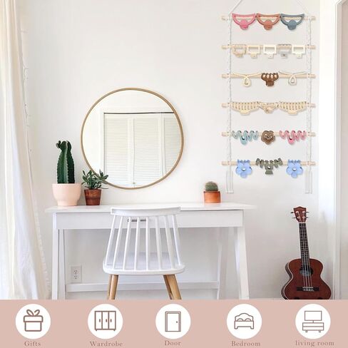 SNOWSTAR Macrame Hair Claw Clip Organizer,Hanging Hair Clip Holder and Storage for Women Girls,Claw Clip Hanger Home Decor for Wall,Door,Closet in Kuwait