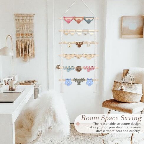 SNOWSTAR Macrame Hair Claw Clip Organizer,Hanging Hair Clip Holder and Storage for Women Girls,Claw Clip Hanger Home Decor for Wall,Door,Closet in Kuwait
