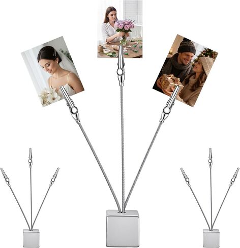 3Pack Silver Picture Tree Holder Square Base, 3-Branch Gift Card Holder, Elegant Gift Card Tree for Home, Office Decor in Saudi Arabia