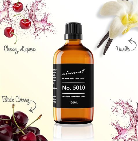 AirScent رقم 5010 زيت ناشر عطر Dupe مستوحى من عطر T. Fords Cherry - الكرز الأسود والفانيليا والكرز - زيت عطري 10 مل للناشرين والصناعات بالموجات فوق الصوتية وبدون ماء in Kuwait