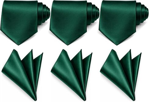 Unittype 6 Pcs Mens Tie and Pocket Square Set, Solid Color Satin Formal Necktie Handkerchief for Wedding Fathers Day Gift in Kuwait