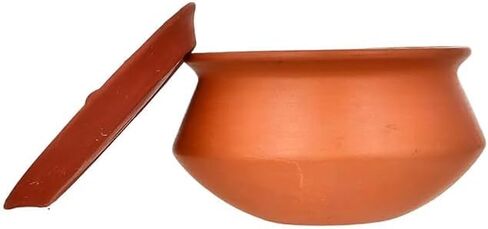 DAHI HANDI Clay Curd Pot Dahi Handi Serving Bowl with Lid Curd Pot (Brwon) 1500ML in Saudi Arabia