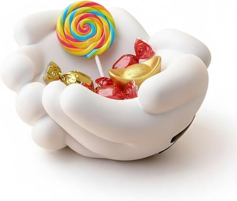 Cartoon Mouse Hand Resin Storage Organizer - Whimsical Crossed-Hand Décor Bowl for Keys, Candy, Trinkets at Home Office(White) in Saudi Arabia