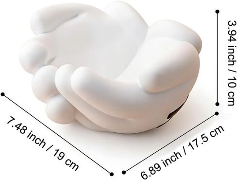 Cartoon Mouse Hand Resin Storage Organizer - Whimsical Crossed-Hand Décor Bowl for Keys, Candy, Trinkets at Home Office(White) in Saudi Arabia