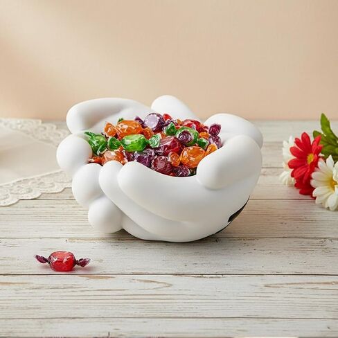 Cartoon Mouse Hand Resin Storage Organizer - Whimsical Crossed-Hand Décor Bowl for Keys, Candy, Trinkets at Home Office(White) in Saudi Arabia