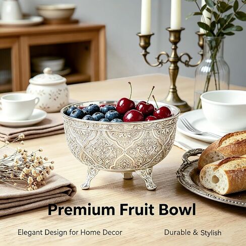 Medieval Silver Decorative Bowl, 7 Inch Vintage Embossed Pedestal Bowl, Multi-use Accent Centerpiece, Candy Snack Appetizer Serving Bowl for Home Decor, Tabletop & Gifting in Saudi Arabia