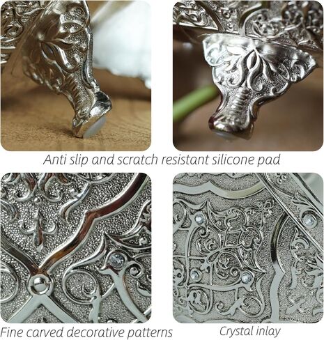 Medieval Silver Decorative Bowl, 7 Inch Vintage Embossed Pedestal Bowl, Multi-use Accent Centerpiece, Candy Snack Appetizer Serving Bowl for Home Decor, Tabletop & Gifting in Saudi Arabia