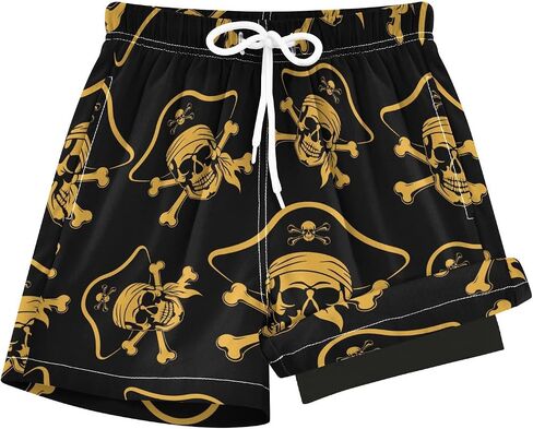 Boys Swim Trunks with Liner Chameleon Palm Leaves Boys Board Shorts Quick Dry in Kuwait
