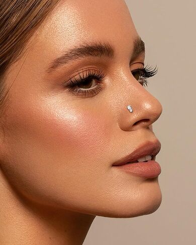 مسمار أنف من التيتانيوم البسيط من COCHARM، 20 جم على شكل حرف L شفاف CZ حلقة أنف لطيفة G23 من التيتانيوم الصلب الجراحي ثقب الأنف الفضي لا يسبب الحساسية in Kuwait
