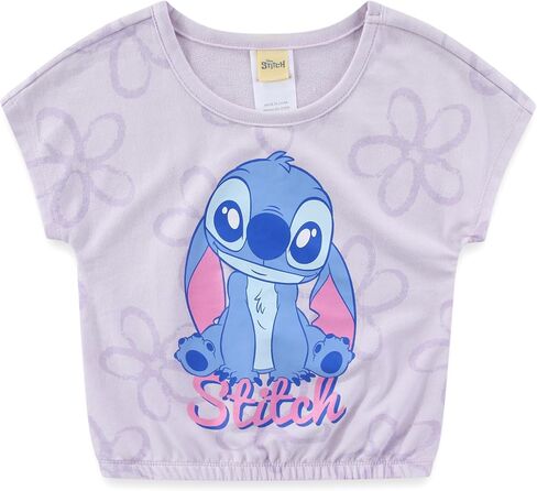 طقم تي شيرت للفتيات بأكمام قصيرة من Disney Lilo & Stitch وشورت French Terry للأطفال الكبار in Kuwait