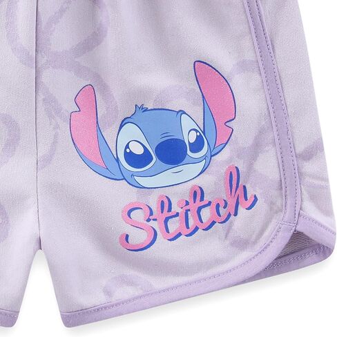 طقم تي شيرت للفتيات بأكمام قصيرة من Disney Lilo & Stitch وشورت French Terry للأطفال الكبار in Kuwait