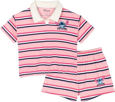 Disney Lilo & Stitch Girls Athletic Rugby Polo Shirt & Shorts Set Toddler to Big Kid Sizes (4T - 14-16) in Kuwait