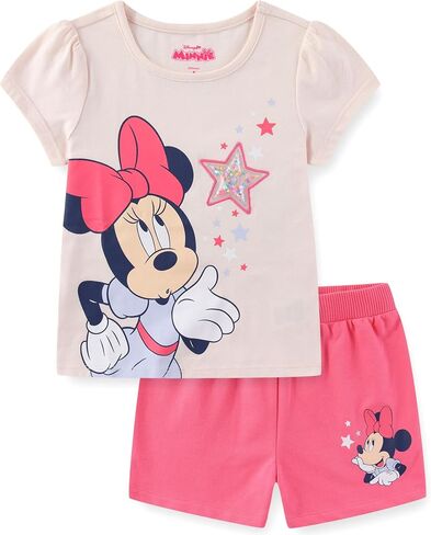 Disney Minnie Mouse Girls Short Sleeve T-Shirt and French Terry Shorts Set for Toddler to Big Kids in Kuwait