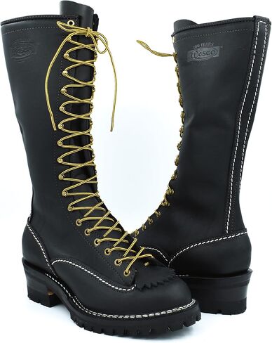 Wesco Highliner 16" Spur Climbing Lace-Up Boots – Oiled Leather, Lug Sole, Black USA-Made in Saudi Arabia