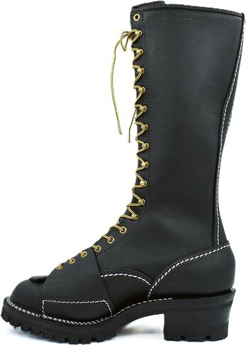 Wesco Highliner 16" Spur Climbing Lace-Up Boots – Oiled Leather, Lug Sole, Black USA-Made in Saudi Arabia