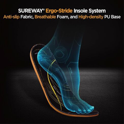 SUREWAY 8" Soft Toe Work Boots for Men – GoodyearWelt Full Grain Leather, Lace Up Moc Toe Work Shoes, EH Construction Oil/Slip Resistant, Durable Rubber Sole Boots for Warehouse, Factory, Daily Wear in Kuwait