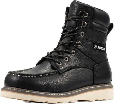 SUREWAY 8" Soft Toe Work Boots for Men – GoodyearWelt Full Grain Leather, Lace Up Moc Toe Work Shoes, EH Construction Oil/Slip Resistant, Durable Rubber Sole Boots for Warehouse, Factory, Daily Wear in Kuwait