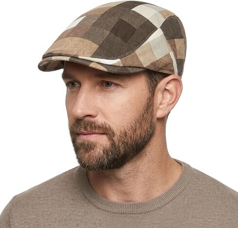 Flat Cap for Men Cotton Plaid Ivy Newsboy Hat Classic Vintage Duckbill Driving Golf Cap in Saudi Arabia