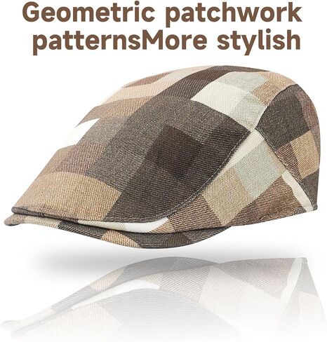 Flat Cap for Men Cotton Plaid Ivy Newsboy Hat Classic Vintage Duckbill Driving Golf Cap in Saudi Arabia