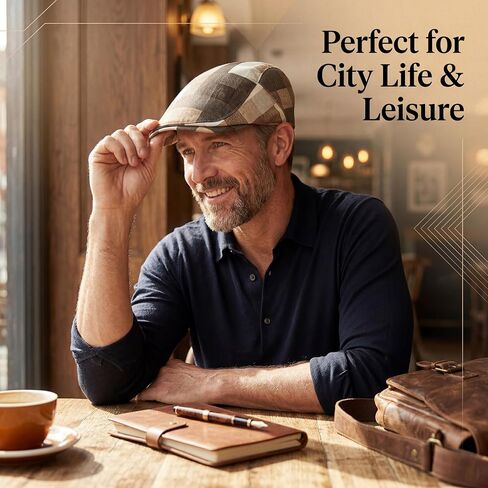 Flat Cap for Men Cotton Plaid Ivy Newsboy Hat Classic Vintage Duckbill Driving Golf Cap in Saudi Arabia