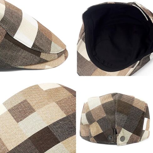 Flat Cap for Men Cotton Plaid Ivy Newsboy Hat Classic Vintage Duckbill Driving Golf Cap in Saudi Arabia