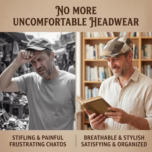 Flat Cap for Men Cotton Plaid Ivy Newsboy Hat Classic Vintage Duckbill Driving Golf Cap in Saudi Arabia