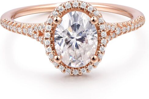 14K Gold Moissanite Ring 14k Gold 1.5 Carat D Color Halo Oval Cut Moissanite Engagement Rings for Women in Saudi Arabia