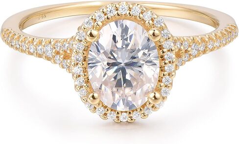 14K Gold Moissanite Ring 14k Gold 1.5 Carat D Color Halo Oval Cut Moissanite Engagement Rings for Women in Saudi Arabia