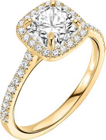 EcoGems Lab Grown Diamond & Moissanite Engagement Ring Collection – Cushion & Oval Halo setting – 14K Yellow or White Gold – 1.25–2.50 CTTW – D–E Color, VS–VVS Clarity – Gift Box Included in Saudi Arabia