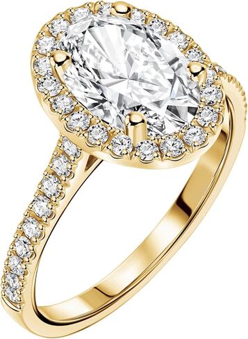 EcoGems Lab Grown Diamond & Moissanite Engagement Ring Collection – Cushion & Oval Halo setting – 14K Yellow or White Gold – 1.25–2.50 CTTW – D–E Color, VS–VVS Clarity – Gift Box Included in Saudi Arabia