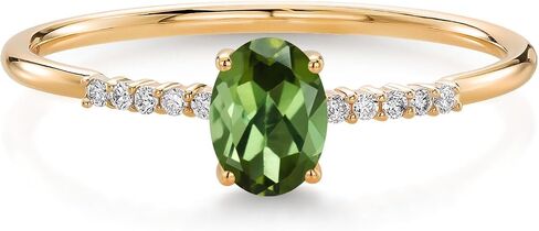 Gem Stone King خاتم خطوبة من الذهب الأصفر عيار 10 قيراط مقاس 6 × 4 مم من الأحجار الكريمة البيضاوية وخاتم خطوبة من الألماس المزروع في المختبر | وعد الذكرى السنوية للزفاف خاتم ذهبي للنساء | المقاسات 5-9 in Saudi Arabia