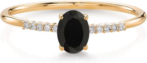 Gem Stone King خاتم خطوبة من الذهب الأصفر عيار 10 قيراط مقاس 6 × 4 مم من الأحجار الكريمة البيضاوية وخاتم خطوبة من الألماس المزروع في المختبر | وعد الذكرى السنوية للزفاف خاتم ذهبي للنساء | المقاسات 5-9 in Saudi Arabia