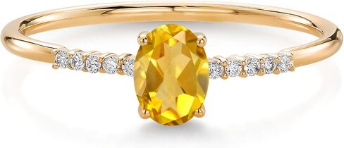 Gem Stone King خاتم خطوبة من الذهب الأصفر عيار 10 قيراط مقاس 6 × 4 مم من الأحجار الكريمة البيضاوية وخاتم خطوبة من الألماس المزروع في المختبر | وعد الذكرى السنوية للزفاف خاتم ذهبي للنساء | المقاسات 5-9 in Saudi Arabia