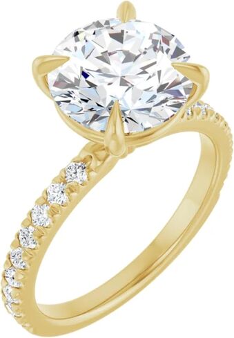 Pave Lab Diamond Engagement Ring Round in Kuwait