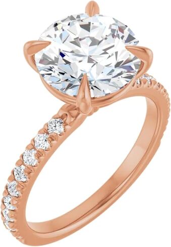 Pave Lab Diamond Engagement Ring Round in Kuwait