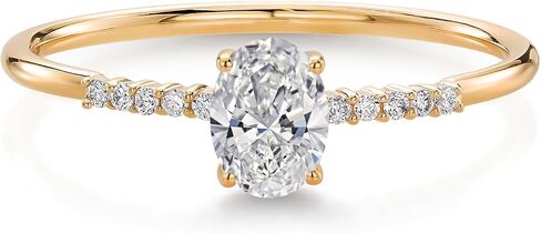 Gem Stone King خاتم خطوبة من الذهب الأصفر عيار 10 قيراط مقاس 6 × 4 مم من الأحجار الكريمة البيضاوية وخاتم خطوبة من الألماس المزروع في المختبر | وعد الذكرى السنوية للزفاف خاتم ذهبي للنساء | المقاسات 5-9 in Saudi Arabia