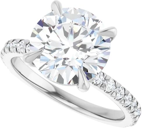 Pave Lab Diamond Engagement Ring Round in Kuwait