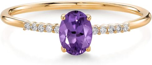 Gem Stone King خاتم خطوبة من الذهب الأصفر عيار 10 قيراط مقاس 6 × 4 مم من الأحجار الكريمة البيضاوية وخاتم خطوبة من الألماس المزروع في المختبر | وعد الذكرى السنوية للزفاف خاتم ذهبي للنساء | المقاسات 5-9 in Saudi Arabia
