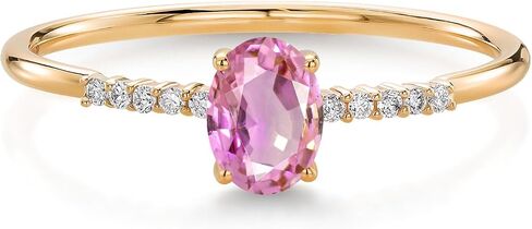 Gem Stone King خاتم خطوبة من الذهب الأصفر عيار 10 قيراط مقاس 6 × 4 مم من الأحجار الكريمة البيضاوية وخاتم خطوبة من الألماس المزروع في المختبر | وعد الذكرى السنوية للزفاف خاتم ذهبي للنساء | المقاسات 5-9 in Saudi Arabia