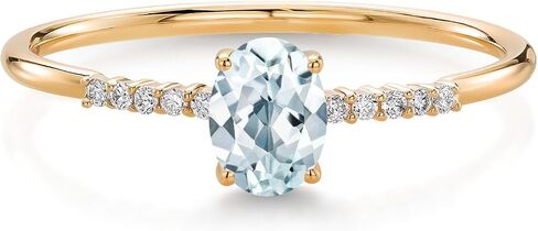 Gem Stone King خاتم خطوبة من الذهب الأصفر عيار 10 قيراط مقاس 6 × 4 مم من الأحجار الكريمة البيضاوية وخاتم خطوبة من الألماس المزروع في المختبر | وعد الذكرى السنوية للزفاف خاتم ذهبي للنساء | المقاسات 5-9 in Saudi Arabia